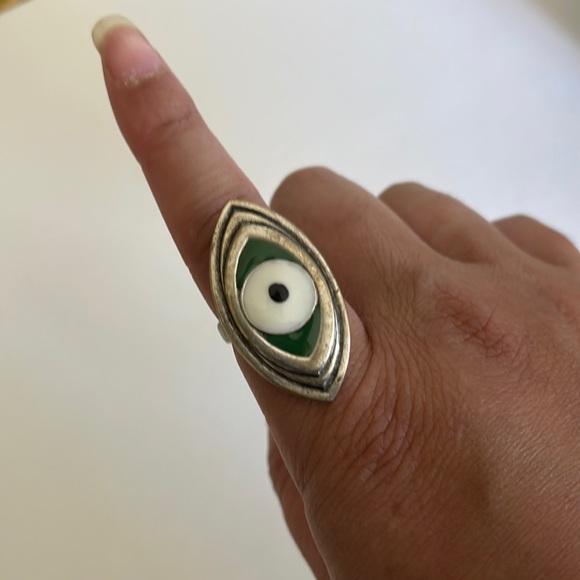 Accessories - Olive Green Evil Eye Ring